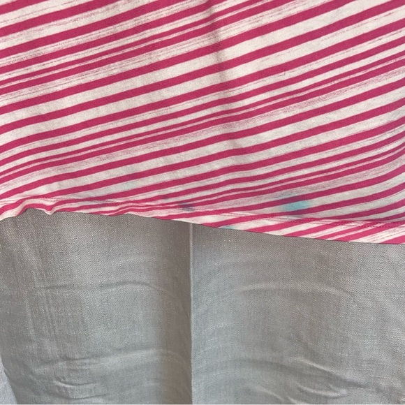 Talbots Dress Medium Pink Stripe Sleeveless Stretch Midi Bow Tie Front Waist - Picture 8 of 8